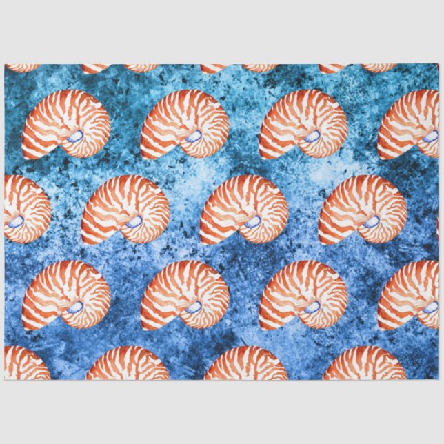 Papier Mousseline Conception Vagues Nautiques 4 (Recto)