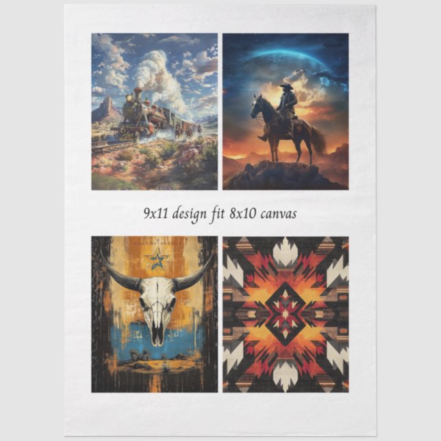 Papier Mousseline Conceptions de découpage Western & Tribal sur toil (Recto)