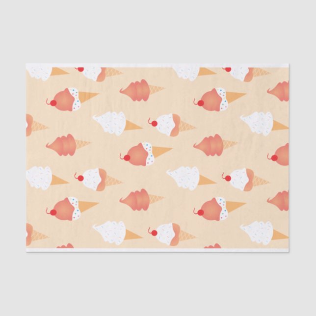 Papier Mousseline Cone De Crème De Glace Cute Avec Motif D'Arrosage (Recto)
