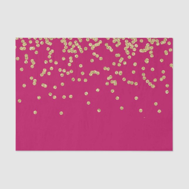 Papier Mousseline Confetti rose et or chaud (Recto)