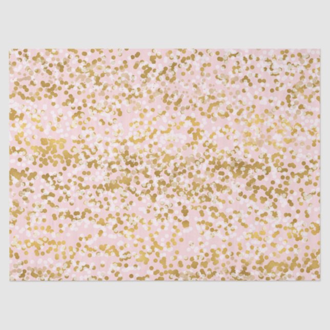 Papier Mousseline Confetti rose or (Recto)