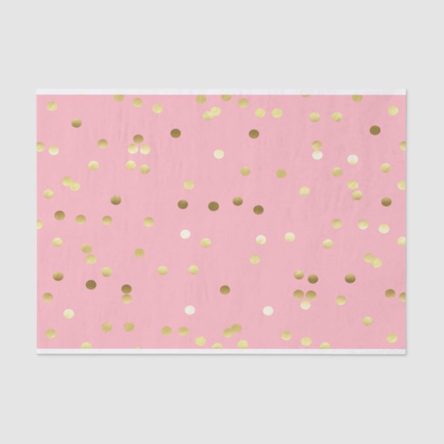 Papier Mousseline Confettis chics de feuille d'or rose-clair (Recto)