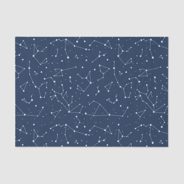 Papier Mousseline Constellations Starry Sky Navy Blue (Recto)