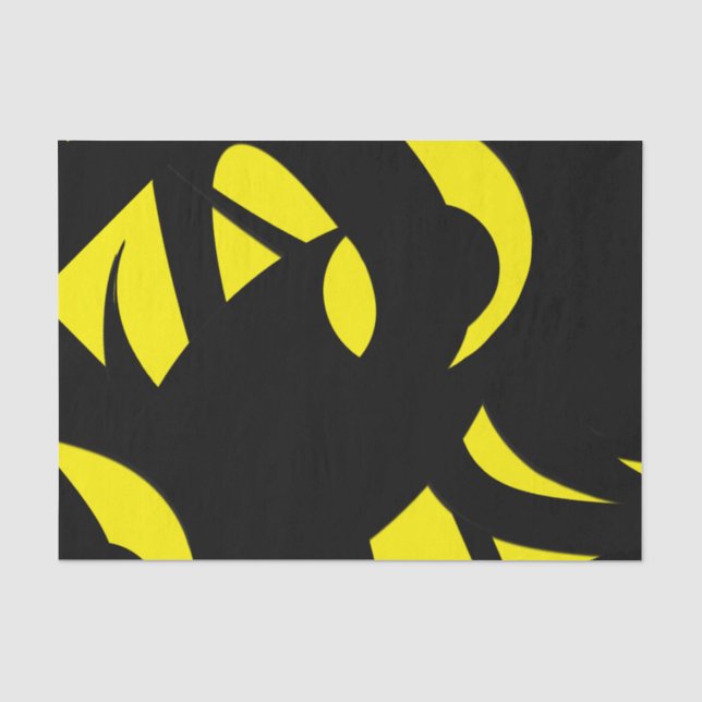 Papier Mousseline Contemporain Jaune / Noir (Recto)