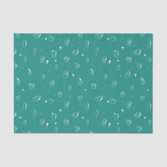 Papier Mousseline Contour de cristal mystique turquoise (Recto)