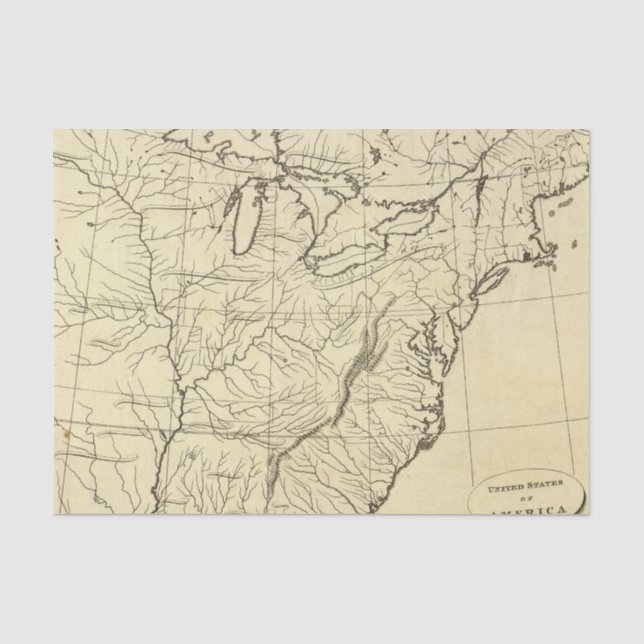 Papier Mousseline Contour des Etats-Unis (Recto)