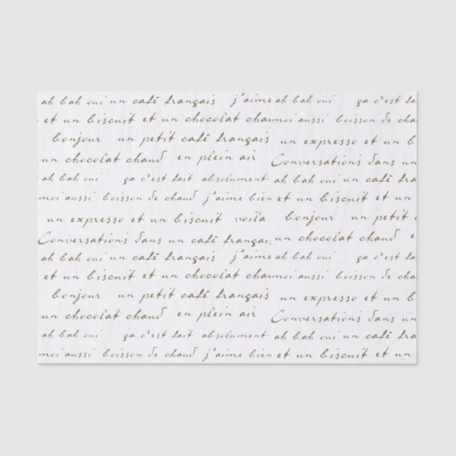 Papier Mousseline Conversations Café Français Sepia Mots et Phrases (Recto)