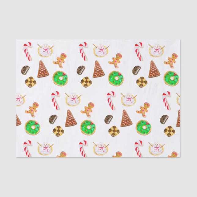 Papier Mousseline Cookies de Noël à l'aquarelle  (Recto)
