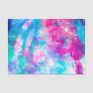 Papier Mousseline Cool Artsy Girly Purple Rose Blue Tie Dye Motif