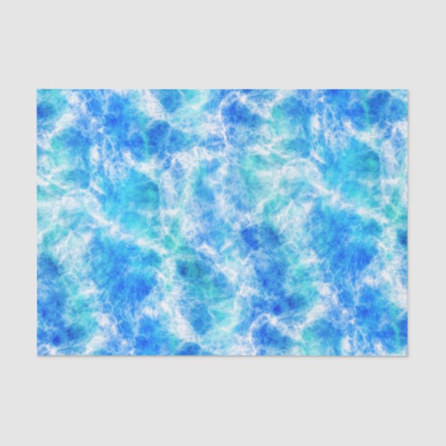 Papier Mousseline Cool Blue Ocean Surf Vagues Motif (Recto)