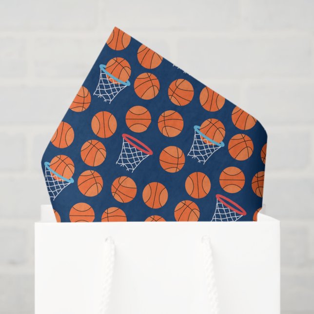 Papier Mousseline cool carrelé basket-ball motif  (Sac cadeau)