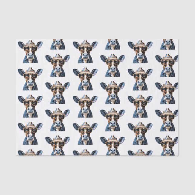 Papier Mousseline Cool Cowboy Cow Western Humour Design (Recto)