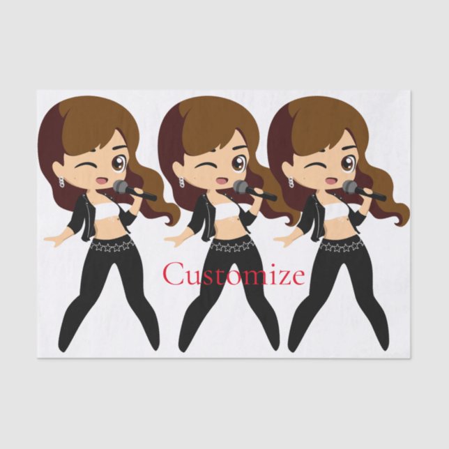 Papier Mousseline Cool fille chante Karaoke Thunder_Cove (Recto)