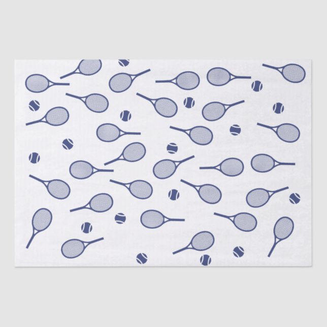 Papier Mousseline Cool Marine Blue Retro Tennis Racquets Motif (Recto)