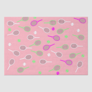Papier Mousseline Cool Pastel Pink Retro Racquets de Tennis Motif