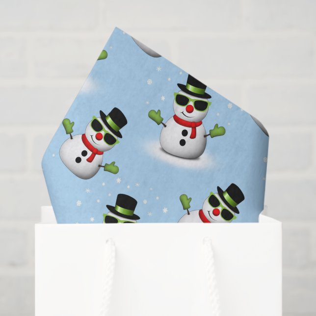 Papier Mousseline Cool Snowman Noël motif bleu hiver (Sac cadeau)