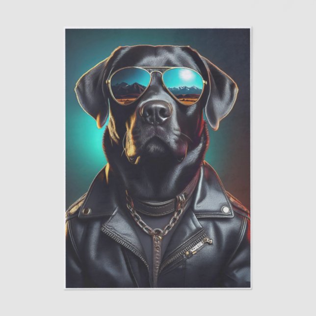 Papier Mousseline Cool Terrence, Black Lab in Leather Jacket Tissue (Recto)
