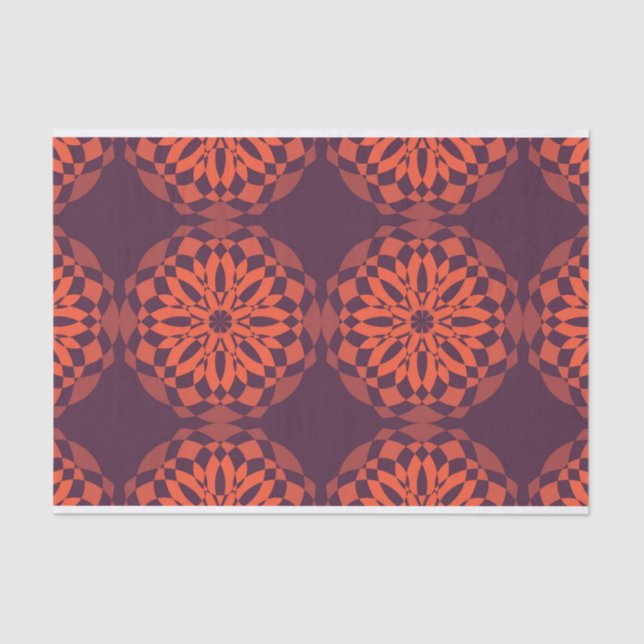 Papier Mousseline Cool violet orange, unique, fleur tendance abstrai (Recto)