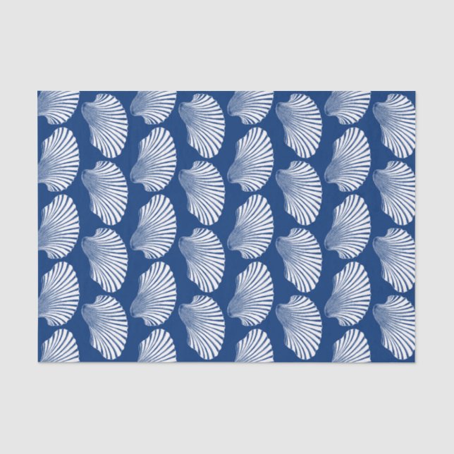Papier Mousseline Copie de bloc de Shell de feston, bleu marine et (Recto)