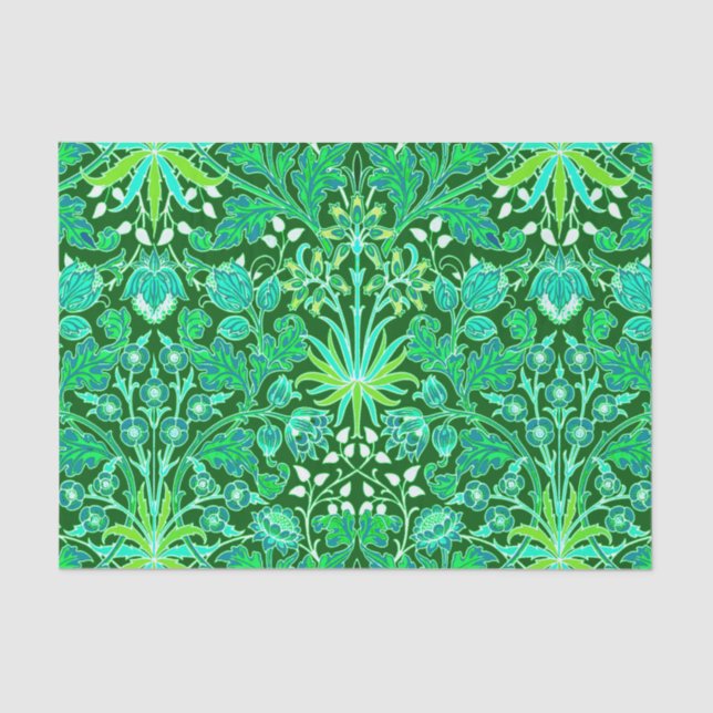 Papier Mousseline Copie de jacinthe de William Morris, vert vert (Recto)