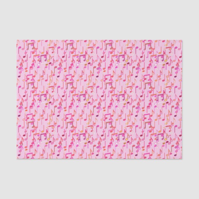 Papier Mousseline Copie de notes musicales - rose, multi (Recto)