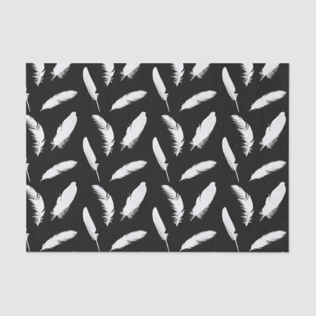 Papier Mousseline Copie de plume blanche sur le noir (Recto)