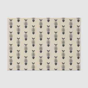Papier Mousseline Copie noire de squelettes d'os de poissons