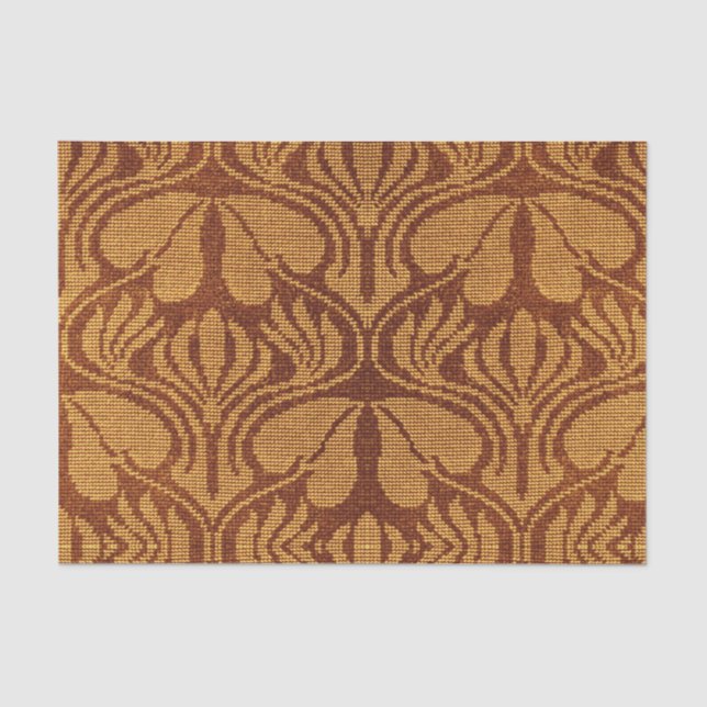 Papier Mousseline Coptic embroidery pattern - Orange leaves (Recto)
