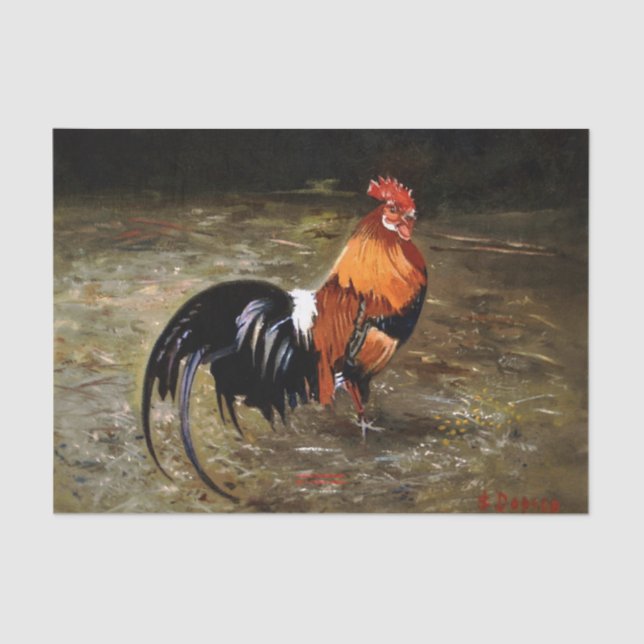 Papier Mousseline Coq/Gaulois/Rooster (Recto)