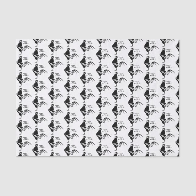 Papier Mousseline Coq noir Croisant l'alarme du bon matin (Recto)