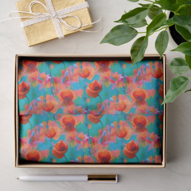 Papier Mousseline Coquelicots en fleurs III (Cadeau)