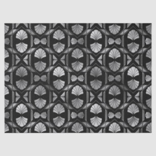 Papier Mousseline Coques Art Déco Argent sur la page Découpage Noir