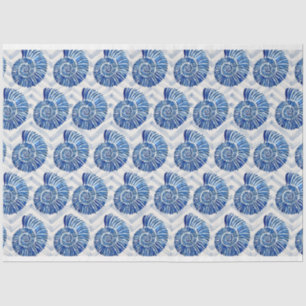 Papier Mousseline Coques bleues sur arrière - plan de chevron bleu