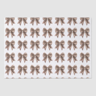 Papier Mousseline Coquette Bow Motif Mocha Brown