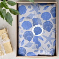 Coquillages bleus et Motif de corail blanc