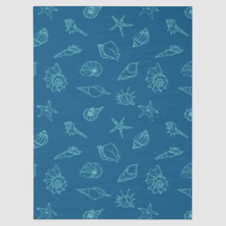 Papier Mousseline coquillages et étoiles de mer