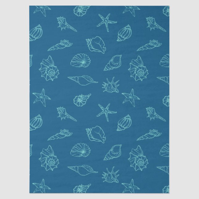 Papier Mousseline coquillages et étoiles de mer (Recto)