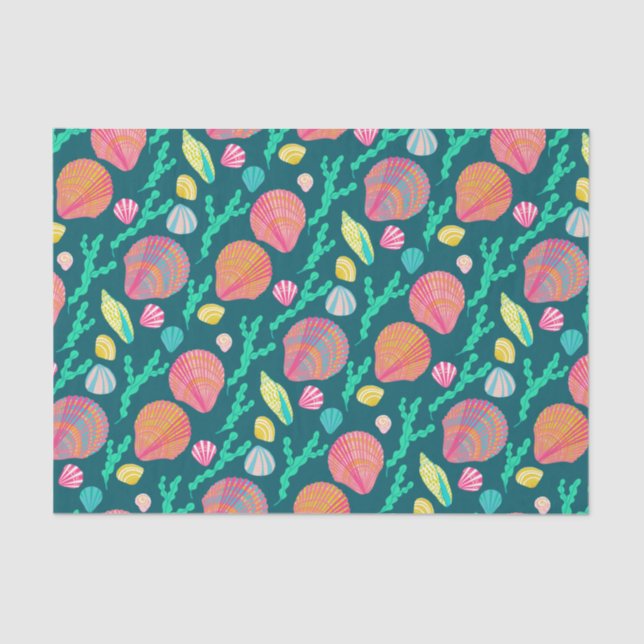 Papier Mousseline Coquillages et Motifs d'algues (Recto)