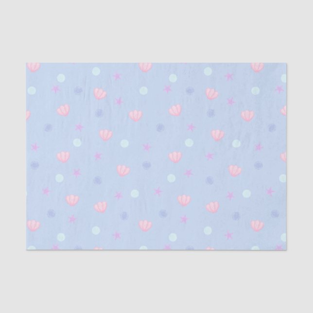 Papier Mousseline Coquillages et perles Pastel mignons à Periwinkle (Recto)