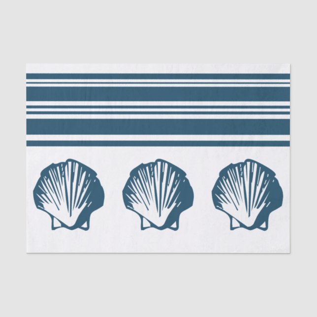 Papier Mousseline Coquillages et rayures (Recto)