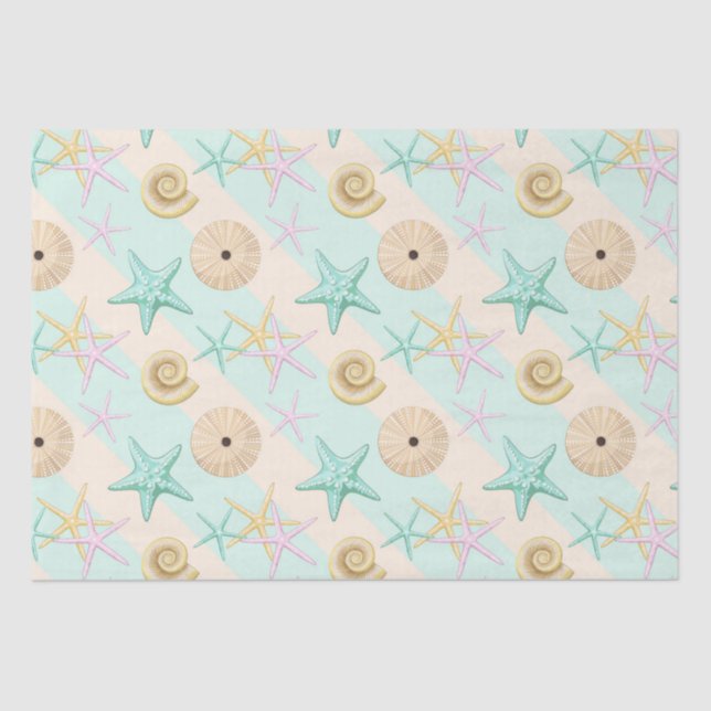 Papier Mousseline Coquillages Retro Pastel Sea Life (Recto)