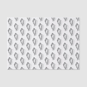 Papier Mousseline Coquille de conque stylisée vintage noire