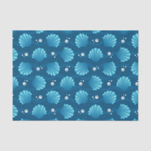 Papier Mousseline Coquilles Bleues Et Perles De Mer 