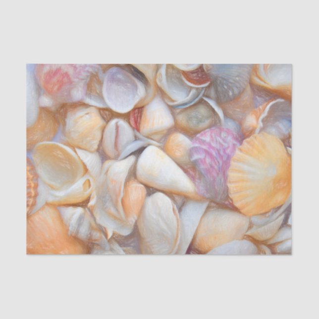 Papier Mousseline Coquilles marines découpage de plage conception d' (Recto)