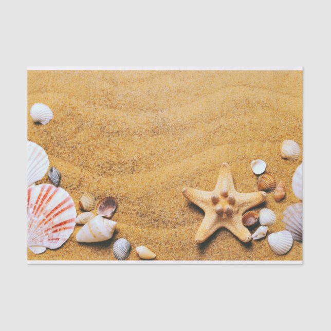 Papier Mousseline Coquilles sur la plage (Recto)