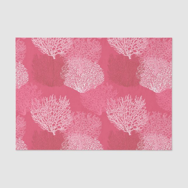 Papier Mousseline Corail de ventilateur imprimé, nuances de corail r (Recto)