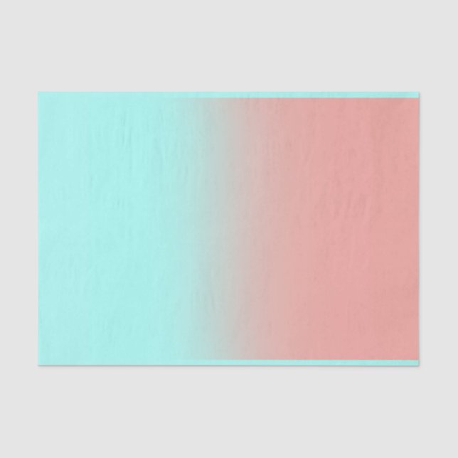 Papier Mousseline Corail et turquoise (Recto)
