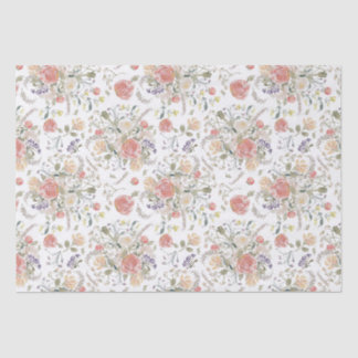 Papier Mousseline Corail floral délicat à l'aquarelle - Avery