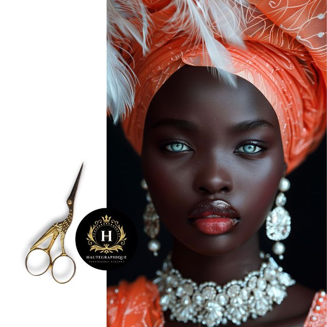 Papier Mousseline Corail orange Africaine Américaine Femme Découpage (Créateur téléchargé)