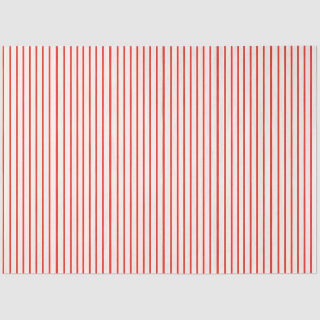 Papier Mousseline Corail rouge et blanc rayé (Recto)